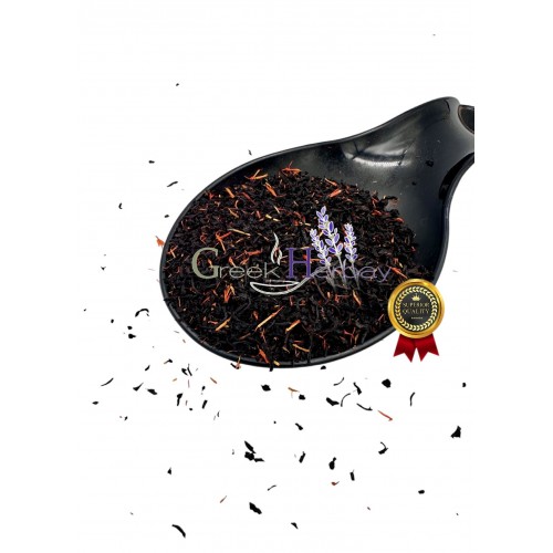 Black Tea Red Saffron Loose Leaves Blend ~  Krokos Kozanis in Filaments ~ Superior Quality