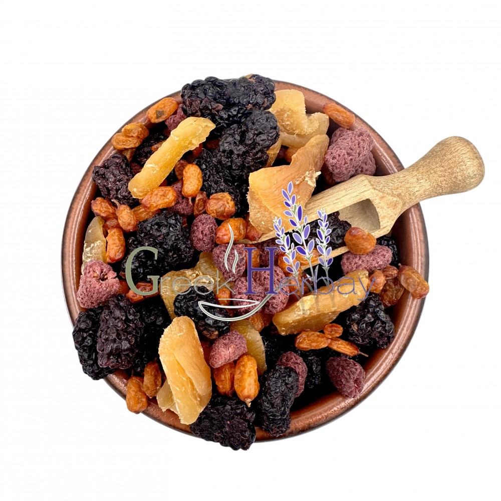 Dried Fruit Mix (Natural dry Sea Buckthorn Berries ~ Blackberries ~ Raspberries ~ Crystallized Ginger) Superior Quality Dried Fruit Mix (Natural dry Sea Buckthorn Berries ~ Blackberries ~ Raspberries ~ Crystallized Ginger) Superior Quality