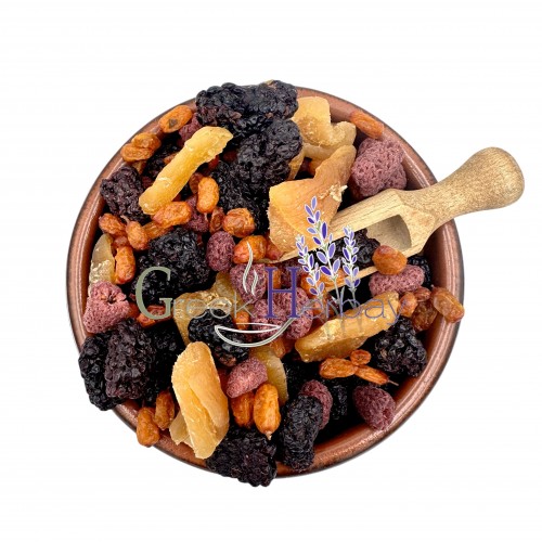 Dried Fruit Mix (Natural dry Sea Buckthorn Berries ~ Blackberries ~ Raspberries ~ Crystallized Ginger) Superior Quality 