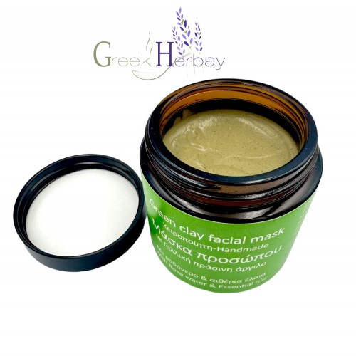 Handmade Natural French Green Clay Facial Mask Skin And Face Cleanser (Rose water&Essential oils) Superior Quality  Handmade Natural French Green Clay Facial Mask Skin And Face Cleanser (Rose water&Essential oils) Superior Quality