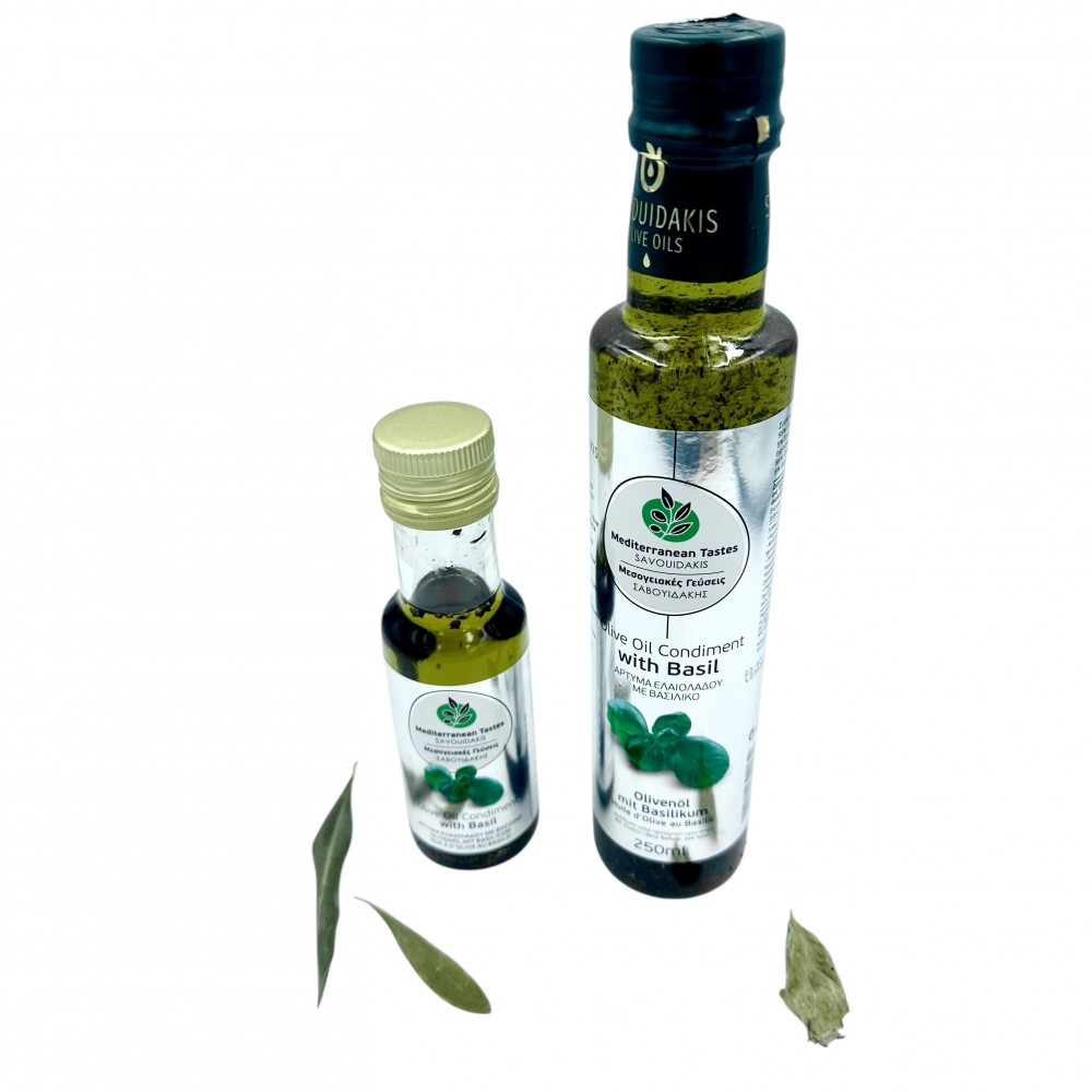 Greek Olive Oil Condiment With Basil ~ Superior Quality Olive Oil Condiment