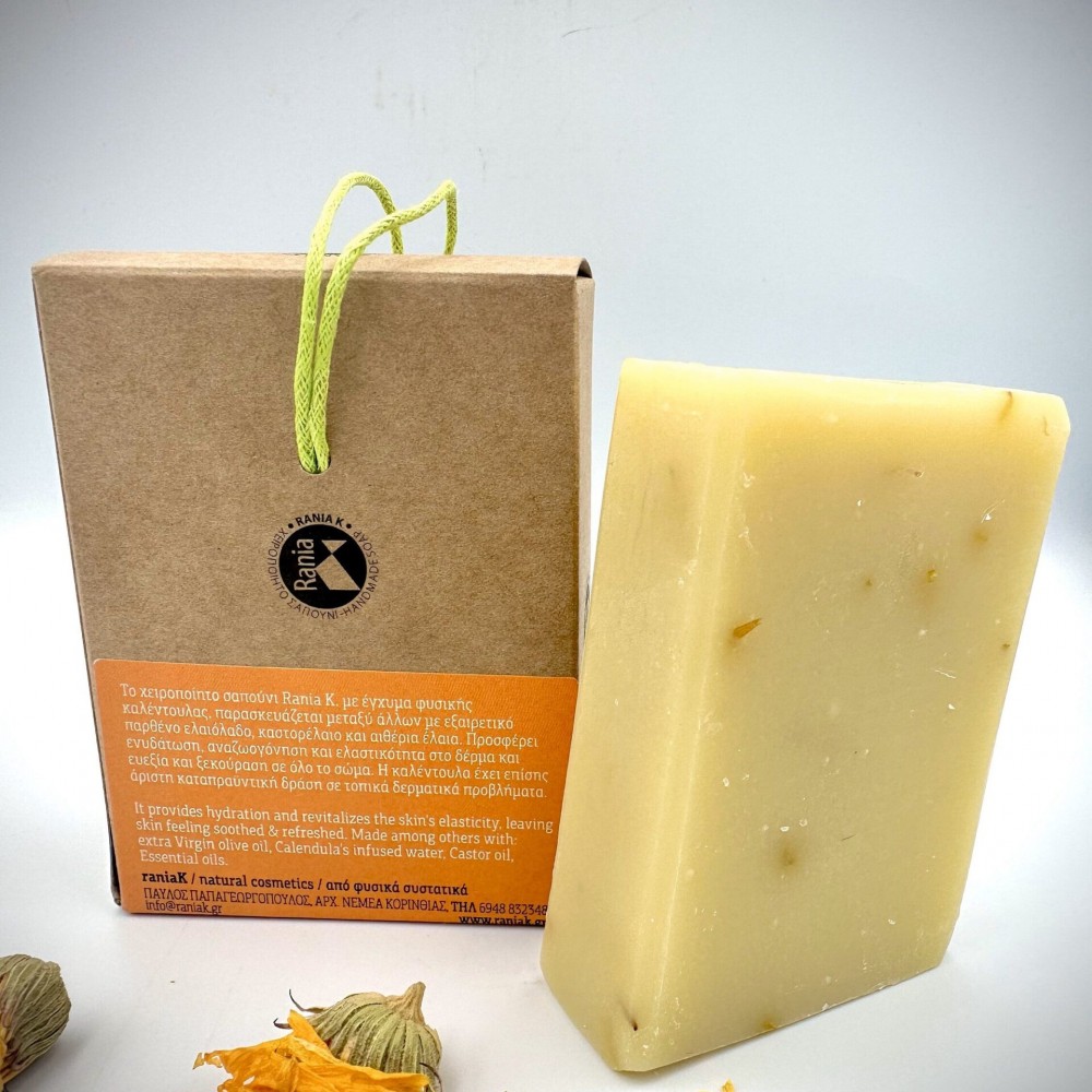 100% Handmade Natural Calendula Soap With Greek Olive Oil Soap - Organic Herbal Body Soap - Healing&Relaxing Soap