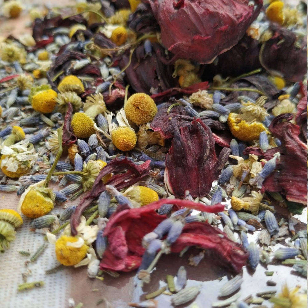 Dried Lavender-Chamomile-Hibiscus Flowers Herbal Tea Mix Superior Quality Blend