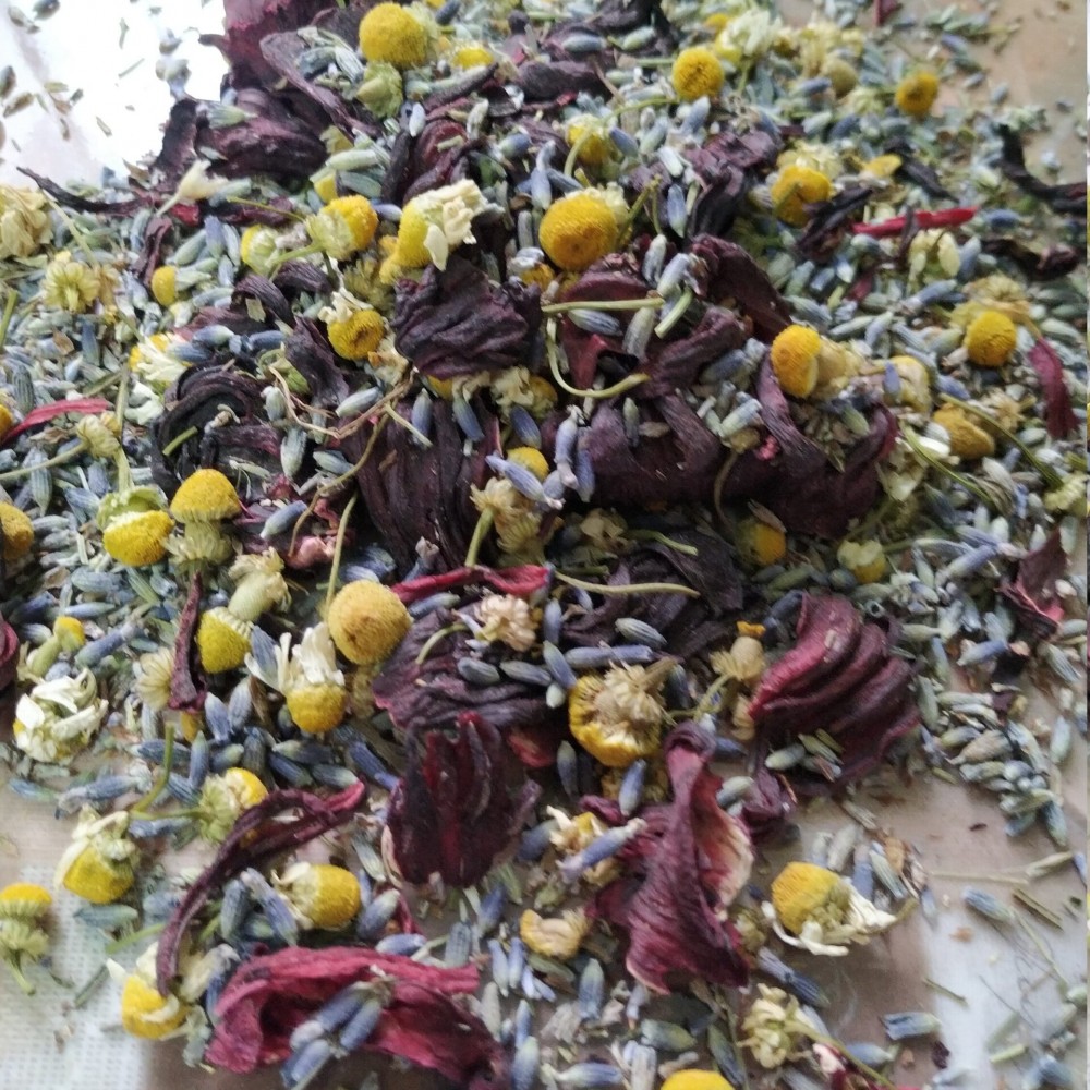 Dried Lavender-Chamomile-Hibiscus Flowers Herbal Tea Mix Superior Quality Blend