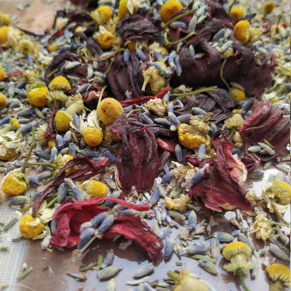 Dried Lavender-Chamomile-Hibiscus Flowers Herbal Tea Mix Superior Quality Blend