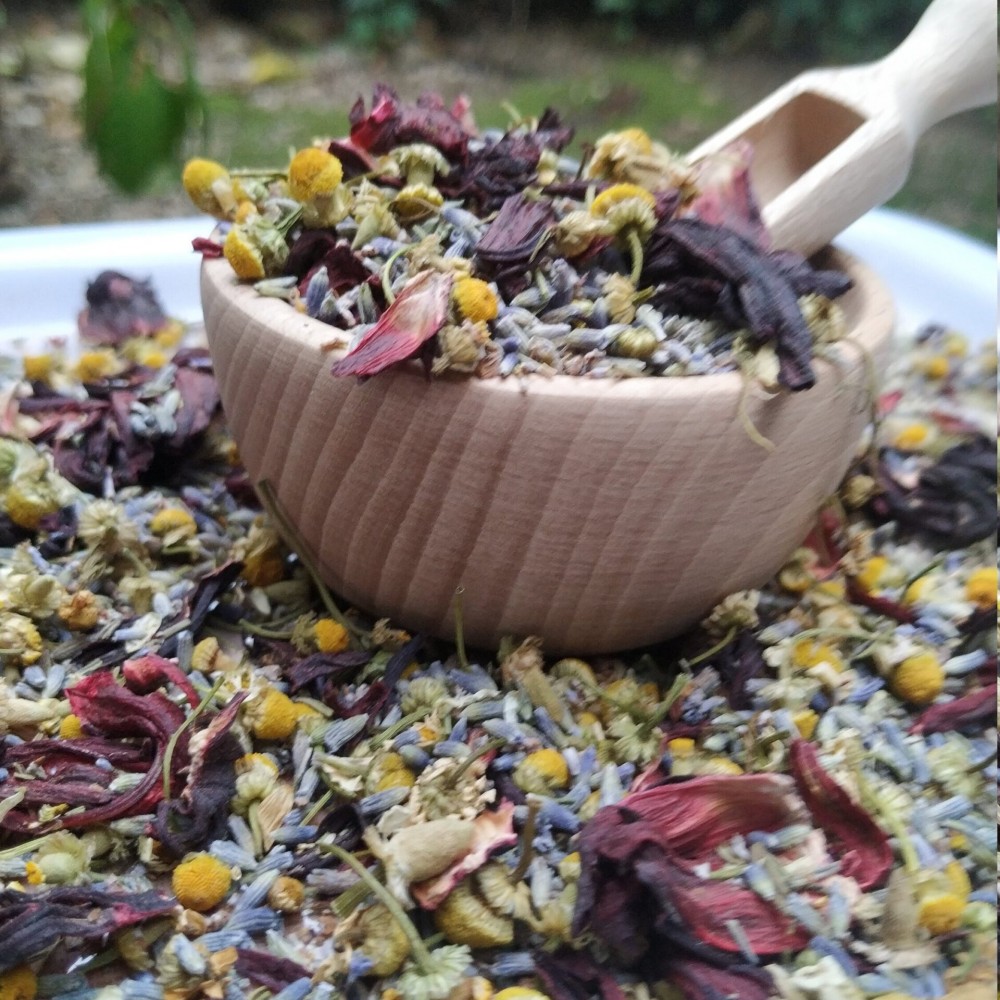 Dried Lavender-Chamomile-Hibiscus Flowers Herbal Tea Mix Superior Quality Blend