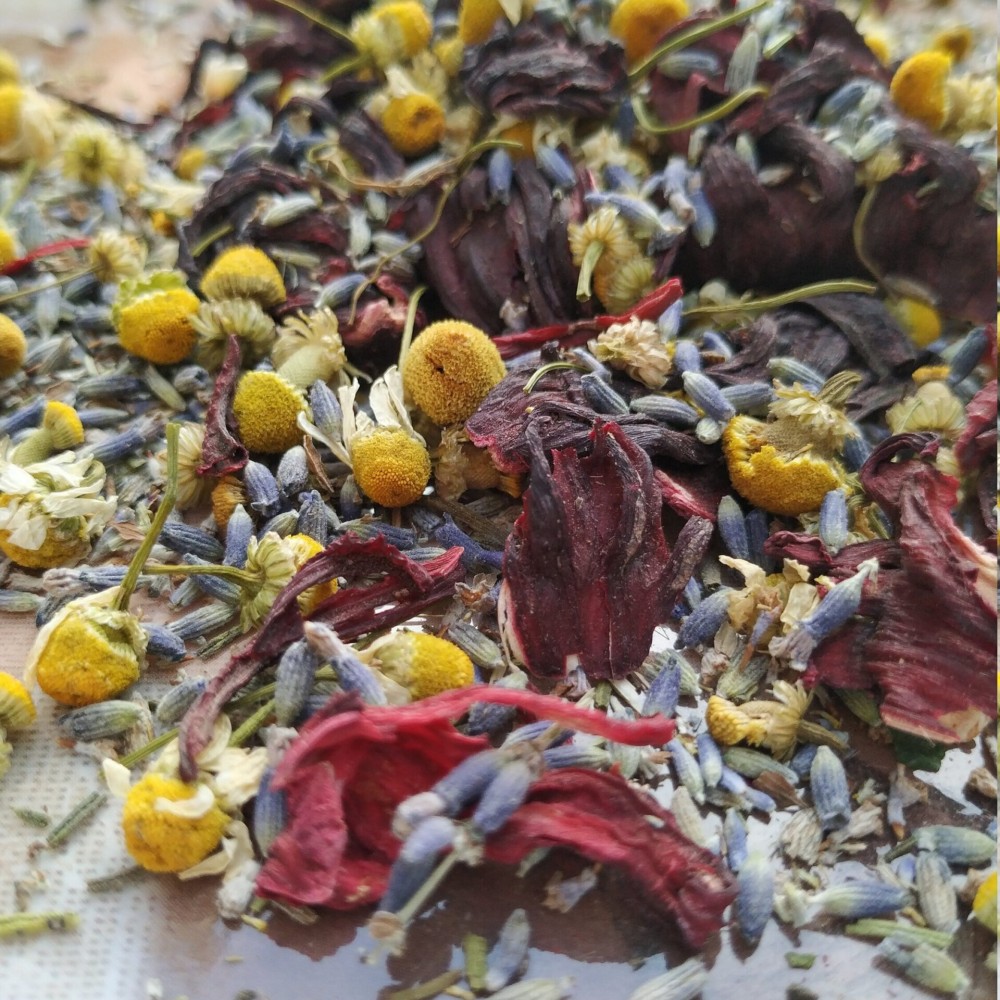 Dried Lavender-Chamomile-Hibiscus Flowers Herbal Tea Mix Superior Quality Blend