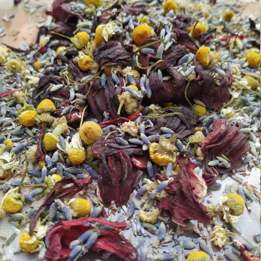 Dried Lavender-Chamomile-Hibiscus Flowers Herbal Tea Mix Superior Quality Blend