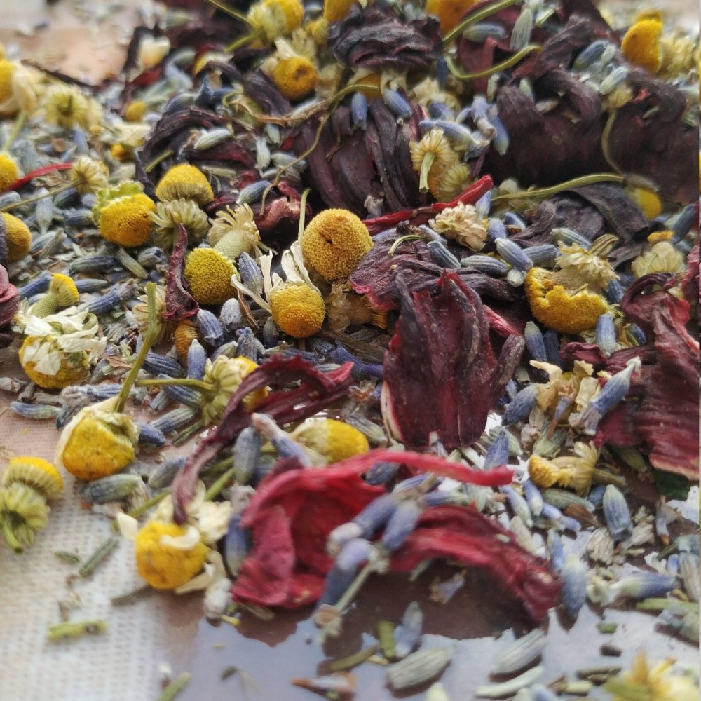 Dried Lavender-Chamomile-Hibiscus Flowers Herbal Tea Mix Superior Quality Blend