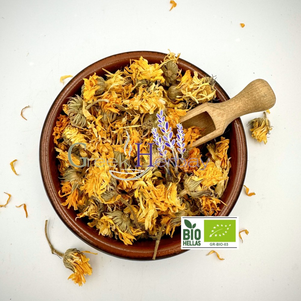 100% Organic Greek Calendula Marigold Petals & Flowers Herbal Tea - Calendula Officinalis L - Superior Quality Herbs{Certified Bio Product}