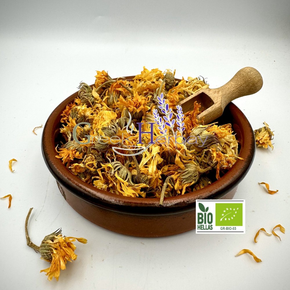 100% Organic Greek Calendula Marigold Petals & Flowers Herbal Tea - Calendula Officinalis L - Superior Quality Herbs{Certified Bio Product}