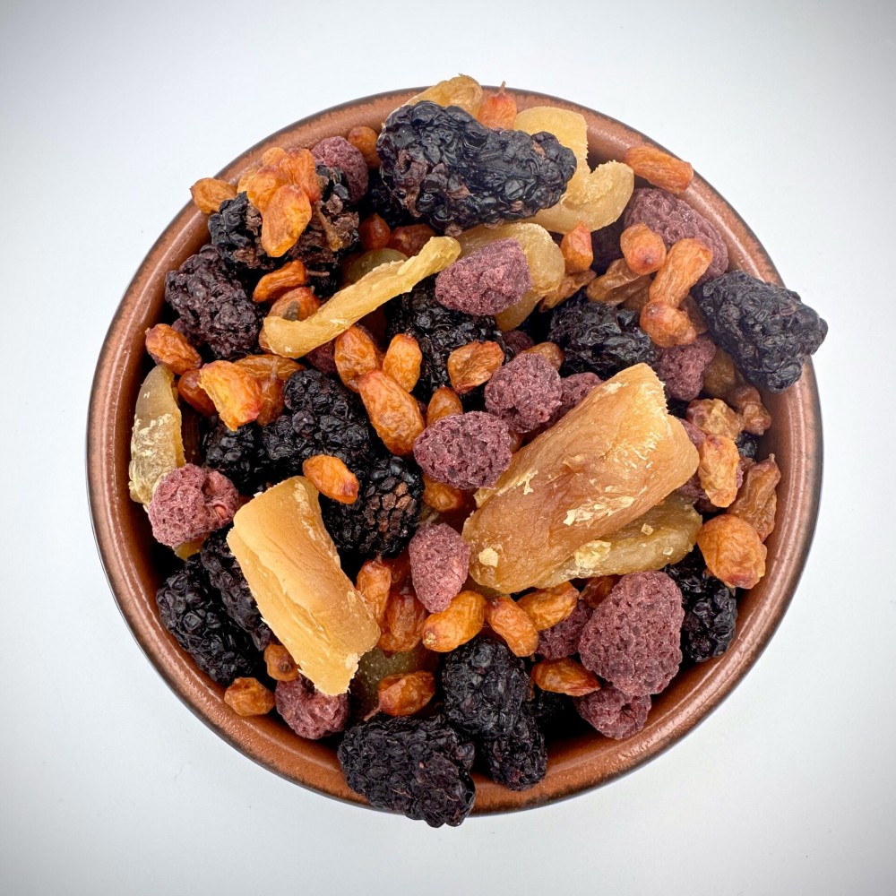 100% Dry Fruit Mix (Natural dry Sea Buckthorn Berries - Blackberries - Raspberries - Crystallized Ginger) High Energy Superfood