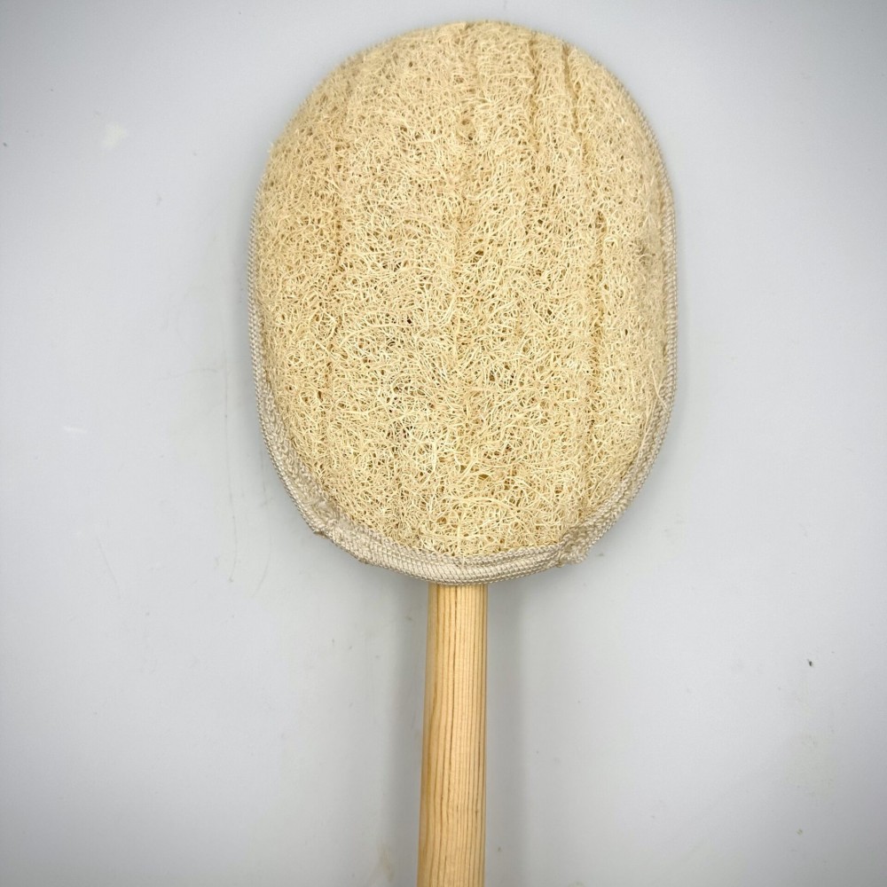 100% Natural Greek Loofah Brush Sponge with Wooden Pole (55cm 21.5inches') Kalymnos Bath Shower - Sea Loofah Sponge