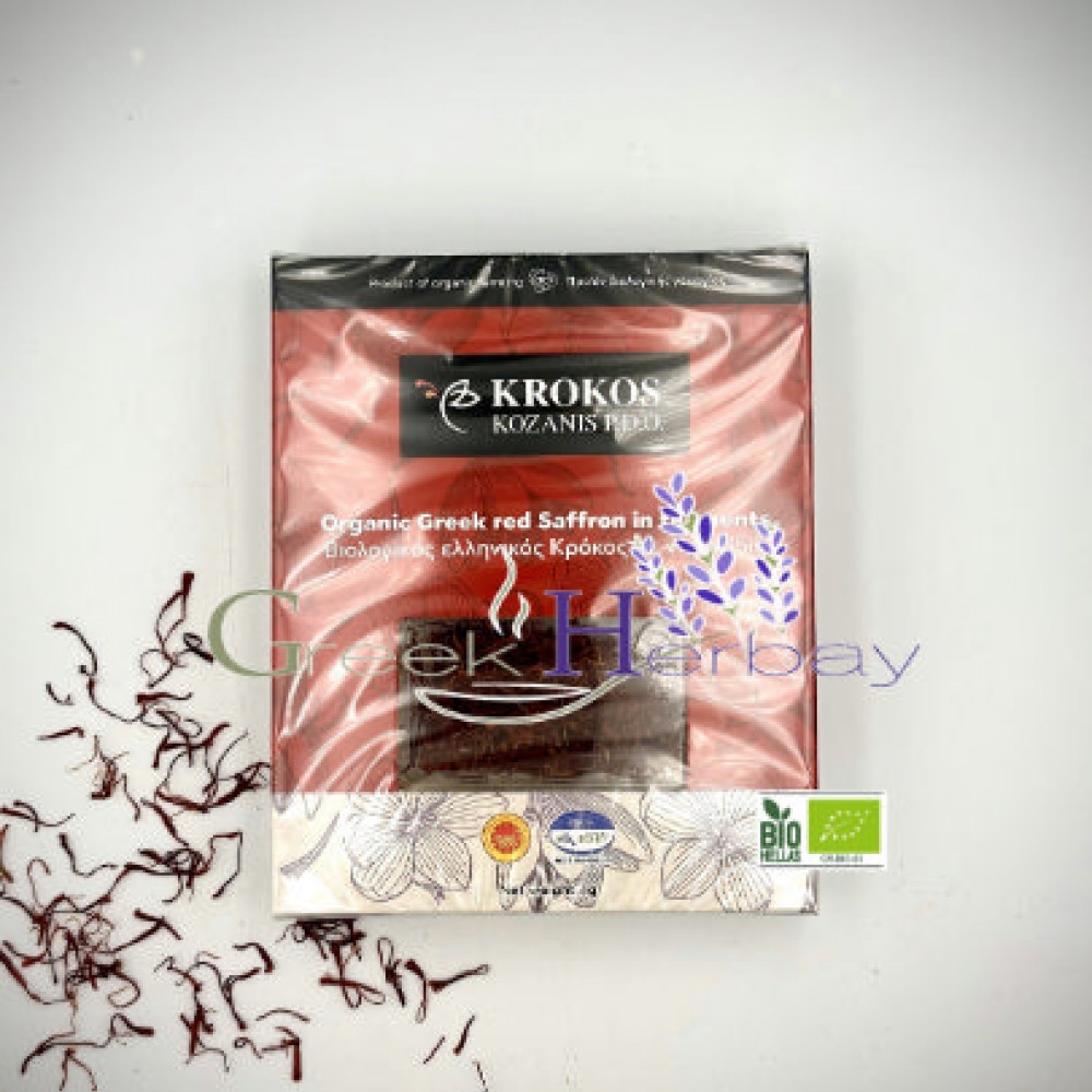 100% Organic Greek Red Saffron in Filaments - Crocus Sativus - Superior Quality Herbs&Spices {Certified Bio Product} PDO